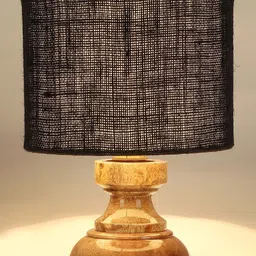 Devansh Black Wooden Table Lamp With Jute Shade image 2