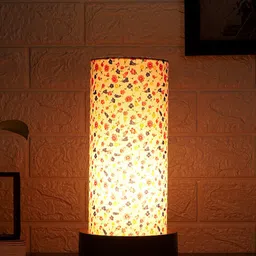 Devansh Multi Cotton Table Lamp with Wooden Base image 2