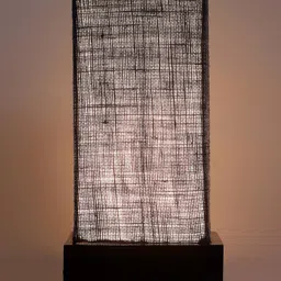 Devansh Blue Jute Table Lamp with Wood Base image 3