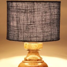 Devansh Navy Blue Jute Table Lamp with Wood Base image 3