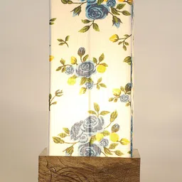 Devansh Multicolor Wood Table Lamp With Square Cotton Shade image 3