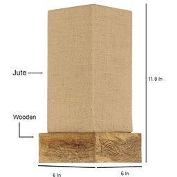 Devansh Beige & Tan Brown Solid Wooden Table Lamp with Jute Shade image 3