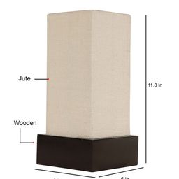 Devansh White & Black Solid Wooden Table Lamp with Jute Shade image 3
