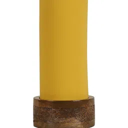 Devansh Yellow Cotton Table Lamp with Wood Base image 5