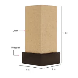 Devansh Beige Jute Table Lamp with Wooden Base image 2