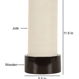 Devansh White Wood Table Lamp With Cylindrical Jute Shade image 3