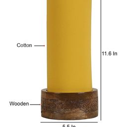 Devansh Yellow Cotton Table Lamp with Wood Base image 3