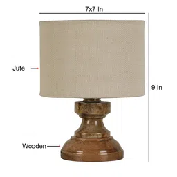 Devansh White Wooden Table Lamp With Jute Shade image 4