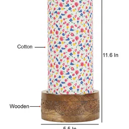 Devansh Multi Cotton Table Lamp with Wooden Base image 5