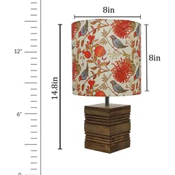 Homesake Cream-Colored & Red Birds Printed Fabric Shade Textured Wooden Base Table Lamp image 5
