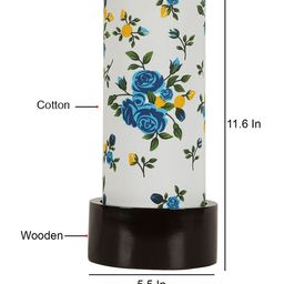 Devansh Multicolored Wood Table Lamp With Cylindrical Cotton Shade image 3