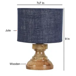 Devansh Navy Blue Jute Table Lamp with Wood Base image 4