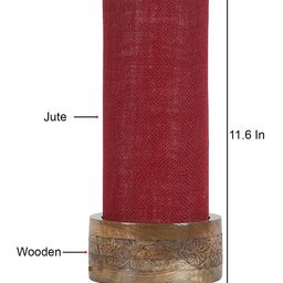 Devansh Maroon Jute Table Lamp with Wooden Base image 4