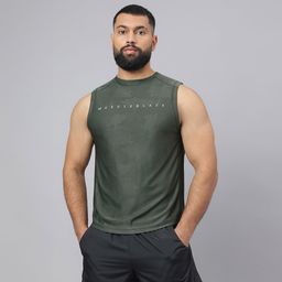 MuscleBlaze Camo Dry-Fit Delt Tank,  X-Large  Olive -image-90