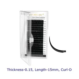 NAGARAKU Black Flat Ellipse Split Tips Shaped 12 Rows False Eyelashes - Curl D - 0.15/15-42