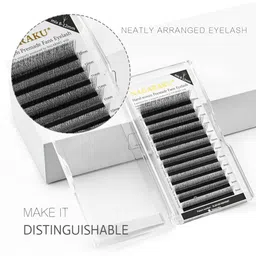 NAGARAKU Matte Black 12 Rows W Shape 4D Premade Eyelash Extensions - Curl C - 0.07/8-15 image 4