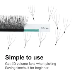 NAGARAKU Matte Black 12 Rows W Shape 4D Premade Eyelash Extensions - Curl C - 0.07/8-15 image 2