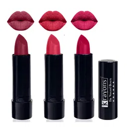 krayons Set Of 3 The Natural Beauty Matte Lipstick - Shocking Pink, First Crush, Pink Lips-30