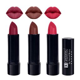 krayons Set Of 3 The Natural Beauty Matte Lipstick -Shocking Pink, Brick Tone, First Crush-114
