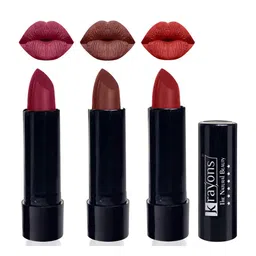 krayons Set Of 3 The Natural Beauty Matte Lipstick - Shocking Pink, Brick Tone, Signal Red-45