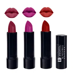 krayons Set Of 3 The Natural Beauty Matte Lipstick -Shocking Pink,French Rose,Centre Stage-48