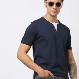 Slim Fit Cotton Henley T-Shirt-image-62