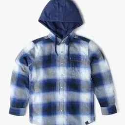 Checked Shirt with Detachable Hood-image-18