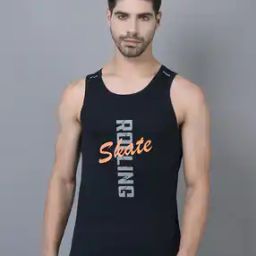 Men Typographic Print Sleeveless Vest-image-85