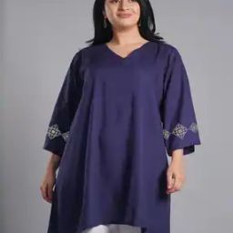 Women Embroidered Flared Kurti-image-29