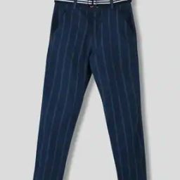 Boys Striped Flat-Front Straight Fit Trousers-image-78