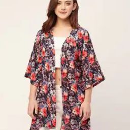 Women Floral Print Relaxed Fit Front-Open Shrug-45
