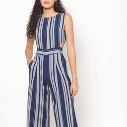 Striped Jumpsuit with Cutouts-image-30