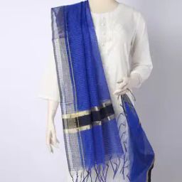 Striped Dupatta with Fringes-image-39