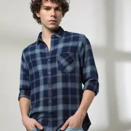 Men Checked Slim Fit Shirt with Patch Pocket-picture-26