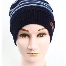 Acrylic Striped Beanie Cap-image-28