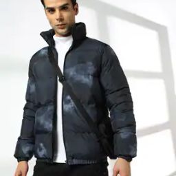 Men Printed Slim Fit Puffer Jacket-image-59