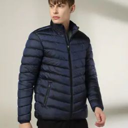 Men Slim Fit Zip-Front Puffer Jacket-39