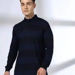 Men Striped Slim Fit Polo T-Shirt-image-36