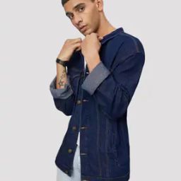 Men Regular Fit Denim Jacket with Flap Pockets-picture-48