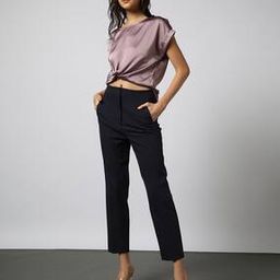 Pintuck High-Rise Slim Fit Trousers-image-4