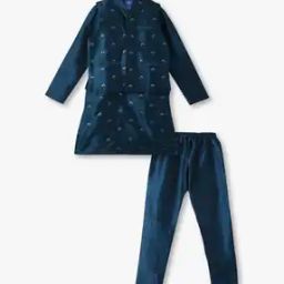 Boys Embroidered Kurta Suit Set with Sequins-image-58