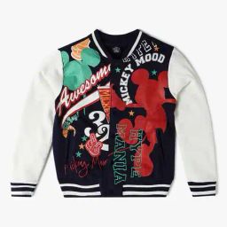 altheory by azorte Mickey Mouse Print Bomber Jacket with Contrast Sleeve image 1