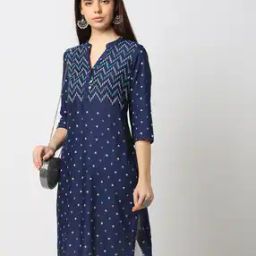 Women Chevron Print Straight Kurta-image-62