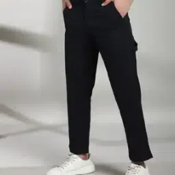Men Flat-Front Comfort Fit Trousers-image-78
