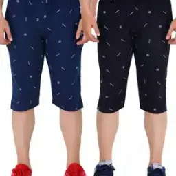 Pack of 2 Printed Flat-Front 3/4th Shorts-image-81