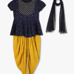 Girls Embellished Kurta with Dhoti Pants & Dupatta-image-7