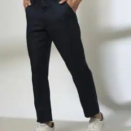 Men Flat-Front Comfort Fit Trousers-picture-25