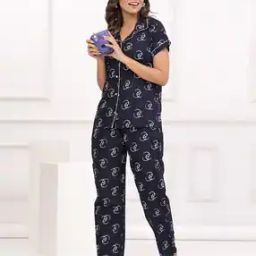 Women Geometric Print Shirt & Pyjamas Set-9