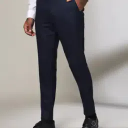 Men Checked Flat-Front Slim Fit Trousers-picture-52