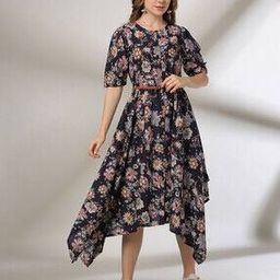 Women Floral Print A-Line Dress-image-76